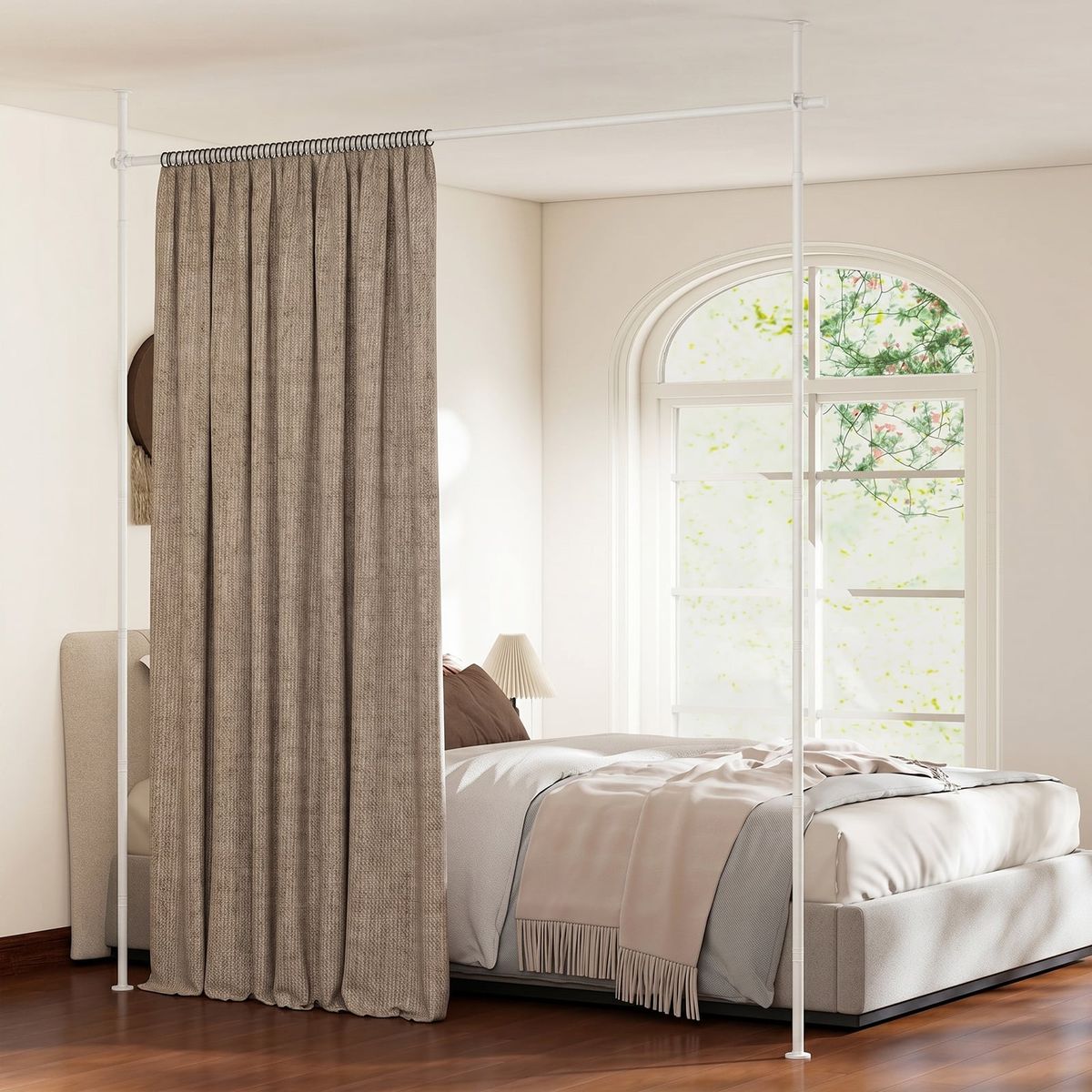 Système de rideaux Coast pour séparer une pièce - sans perçage - réglable en hauteur et en largeur - blanc
