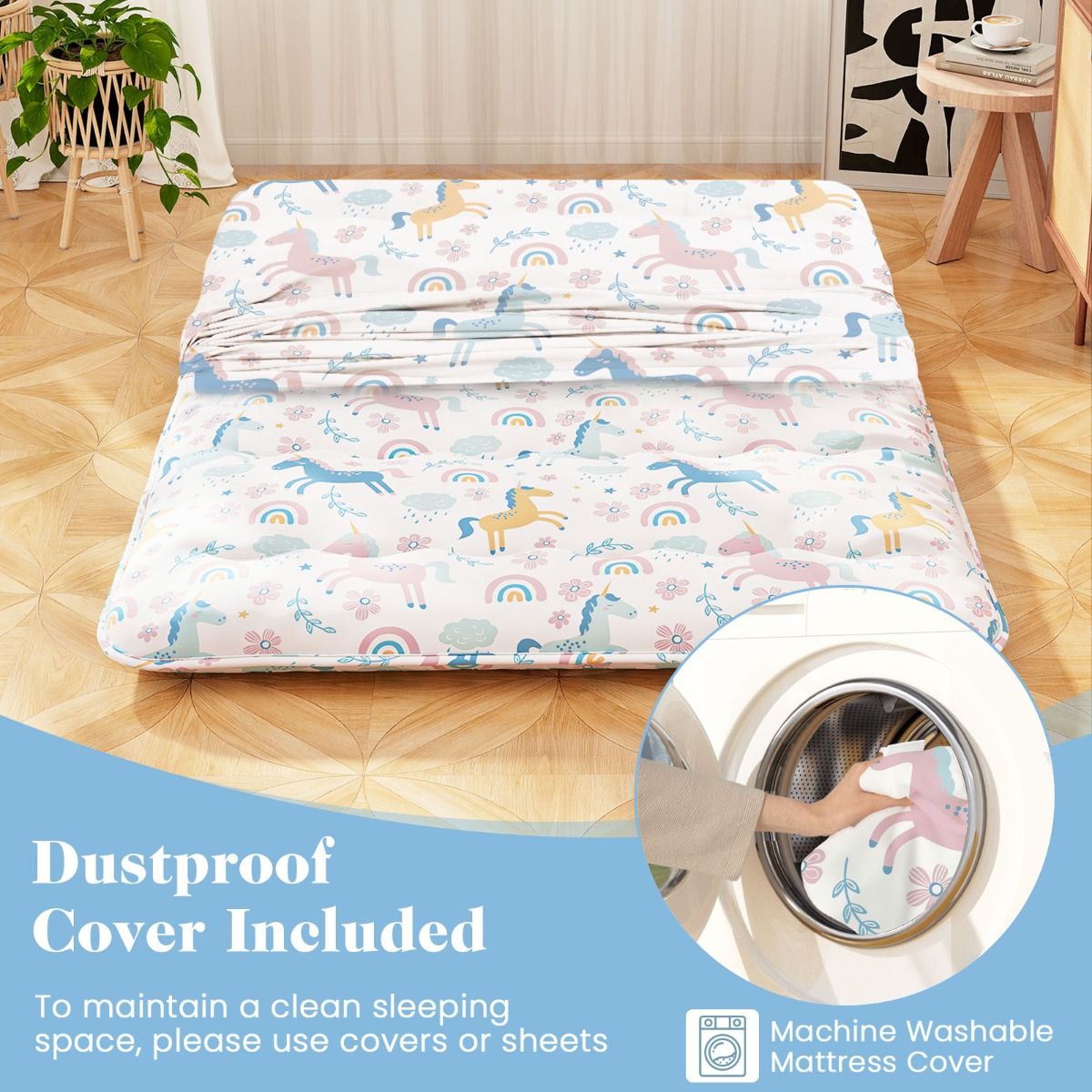 Matelas futon Coast - housse lavable - sac de transport inclus - coloré 140 x 200 cm