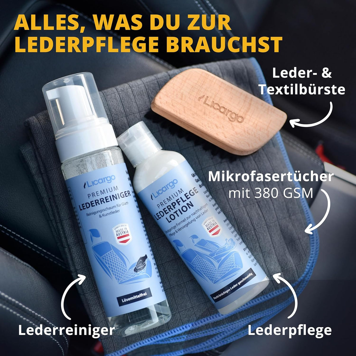 Nettoyant pour cuir Licargo - 200 ml - Mousse nettoyante pour cuir lisse et simili-cuir