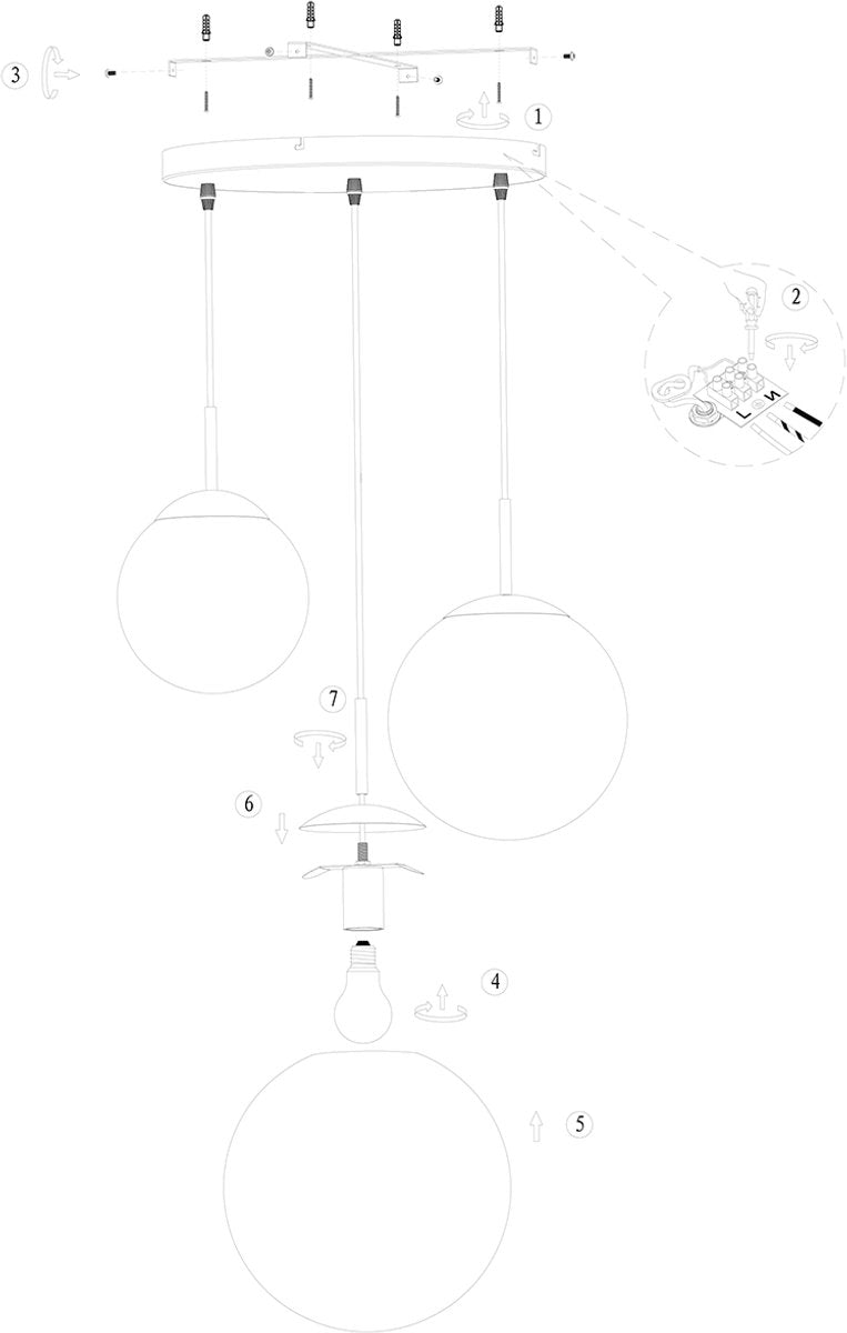 Steinhauer - lampe suspendue - Bollique LED - noir - verre métal - Ø 40cm - E27 - 3123ZW