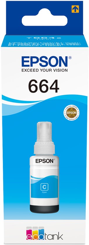 Flacon d'encre cyan pour Epson T6642 EcoTank