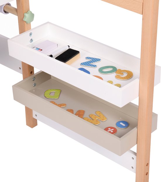 Table de dessin et de bricolage Sunny Olivia – Table de dessin et de bricolage en bois pour enfants – Livrée avec une chaise, un tableau blanc, un rouleau de papier et un espace de rangement – Meuble de jeu créatif