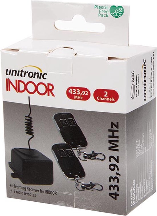 Unitronic Wireless 2-channel remote control set : 2 transmitters & 1 receiver, 433.92 MHz, for 140 devices, energy-efficient, ideal for convenient indoor automation