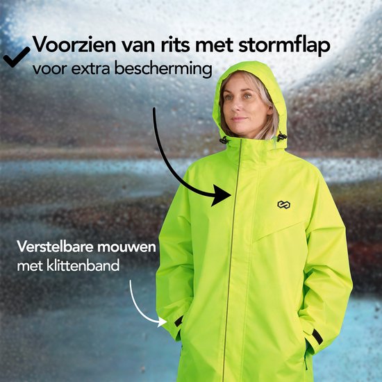 Infinity Goods Combinaison de pluie Nikki - Femme et Homme - Taille M - Imperméable et respirante - Réfléchissante - Jaune fluo