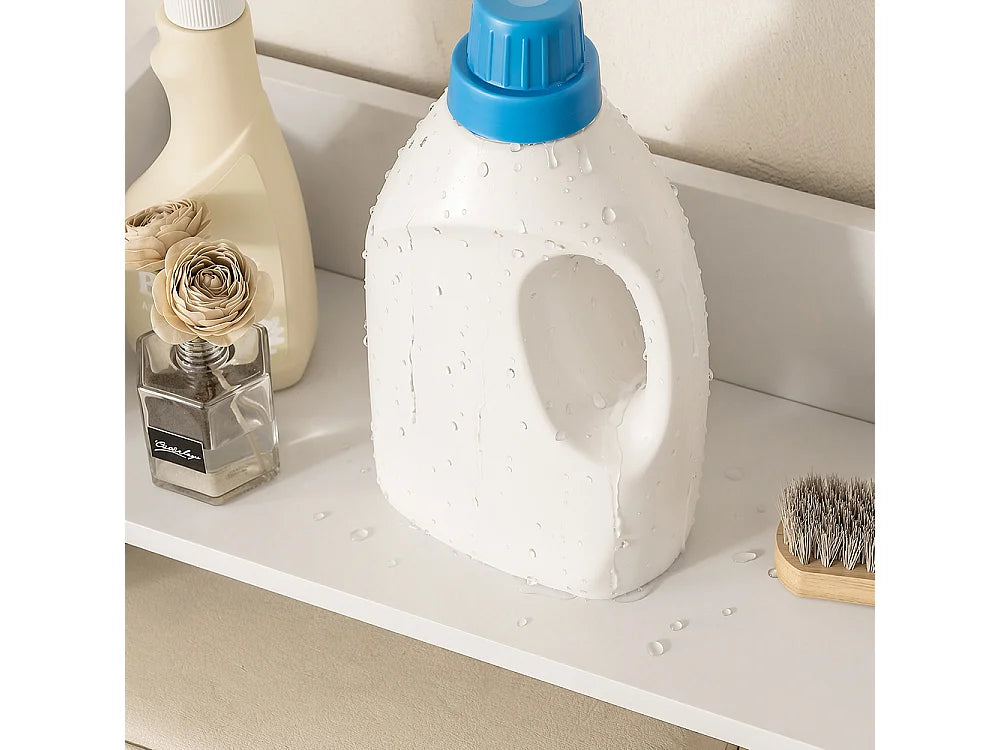 Meuble pour lave-linge SoBuy BZR224-WN - Avec plan de travail et étagère ouverte - 66 x 60 x 126,5 cm - Blanc/Chêne clair