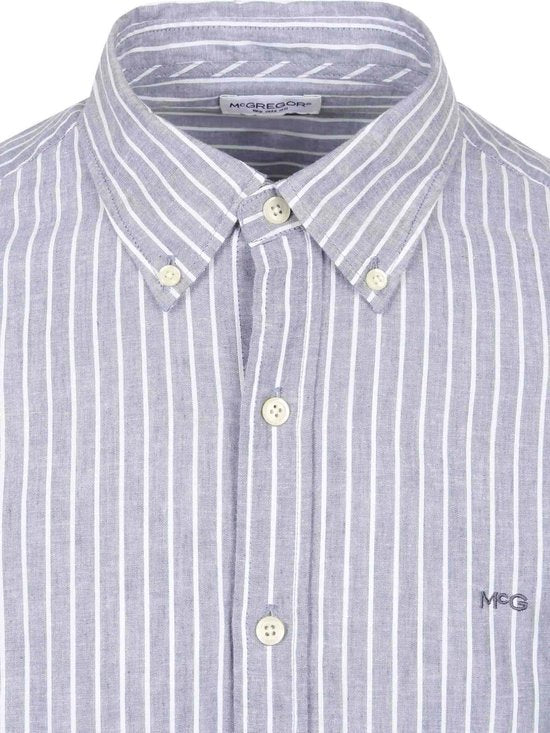 Chemise McGregor en coton et lin à rayures indigo - Taille XL - Homme