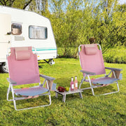 Ensemble de chaises et table de plage Coast - Réglables sur 5 positions - Pliables et légères - rose et violet