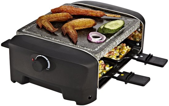 Ensemble Princess Gourmet 162810 - Raclette et grill en pierre « Party » – 4 personnes – 21 x 21 cm - Thermostat réglable - 600 W - Sans PFAS