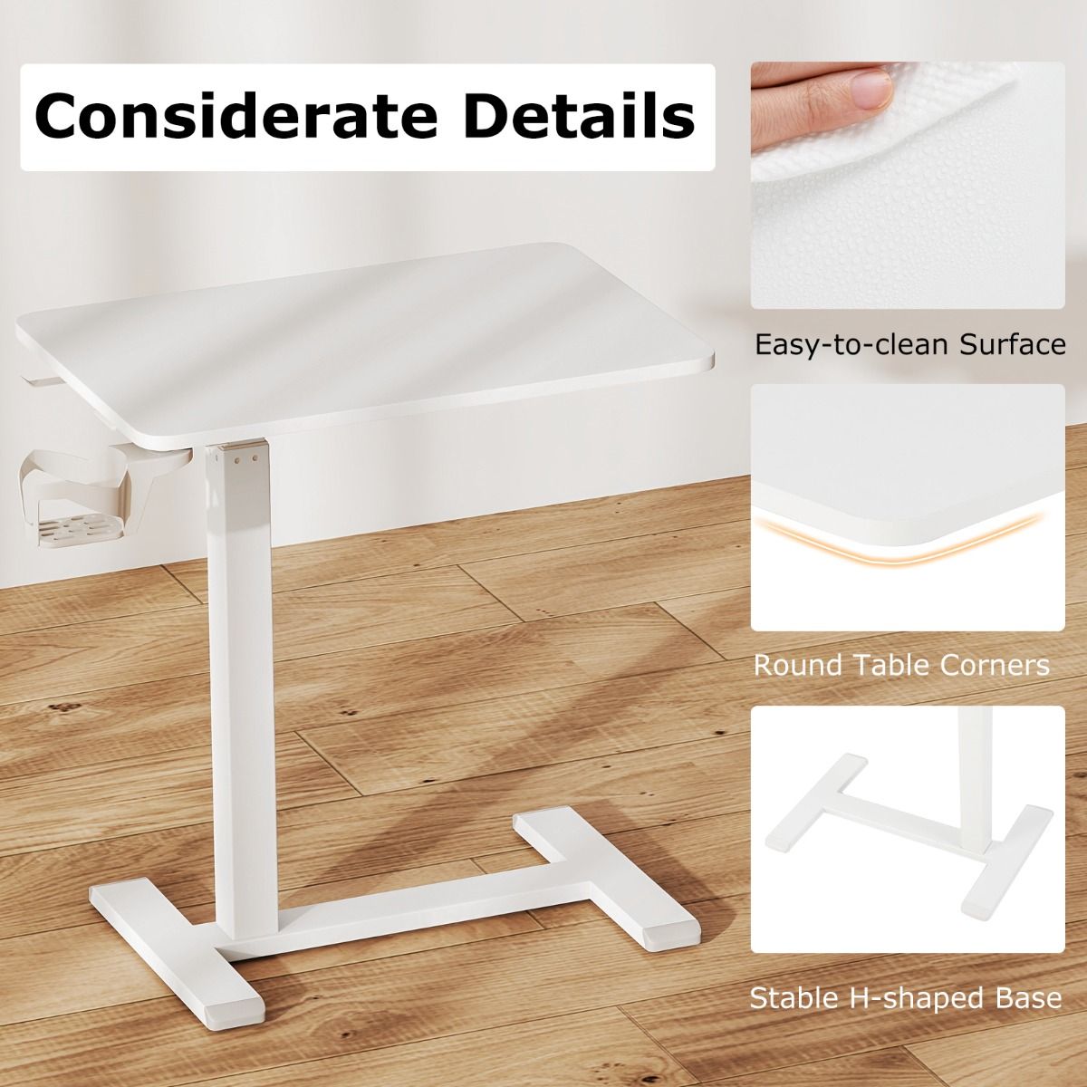 Coast Stand mobile réglable en hauteur Table pour ordinateur portable Bureau - 60x40x65.5-100 cm - Blanc
