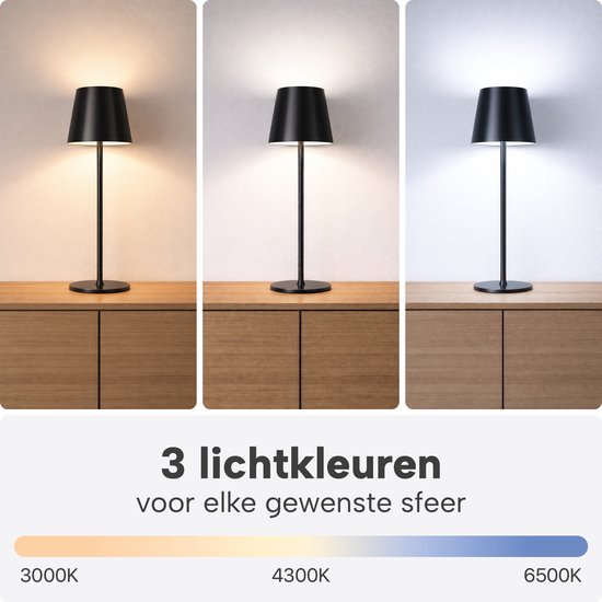 Lampe de table sans fil - Sans fil et rechargeable via USB-C – 3 couleurs de lumière LED – Intérieur et extérieur – Lot de 2 pièces - Bronze - BREND BR-2247