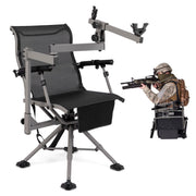 Fauteuil de chasse Coast - pivotant à 360° - pieds et accoudoirs réglables - noir et gris