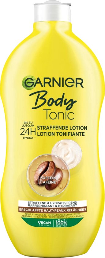 Garnier Body Tonic Lotion raffermissante pour le corps - Hydrate jusqu'à 24 heures - À la caféine - Rend la peau plus ferme et plus lisse - 400 ml