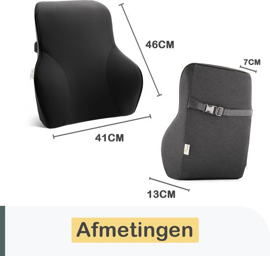 COMFYCENTRE® Support dorsal ergonomique XL pour voiture et chaise de bureau - Coussin pour le bas du dos et les épaules - Support lombaire pour voiture - Supports dorsaux - Mousse à mémoire de forme - Une meilleure assise