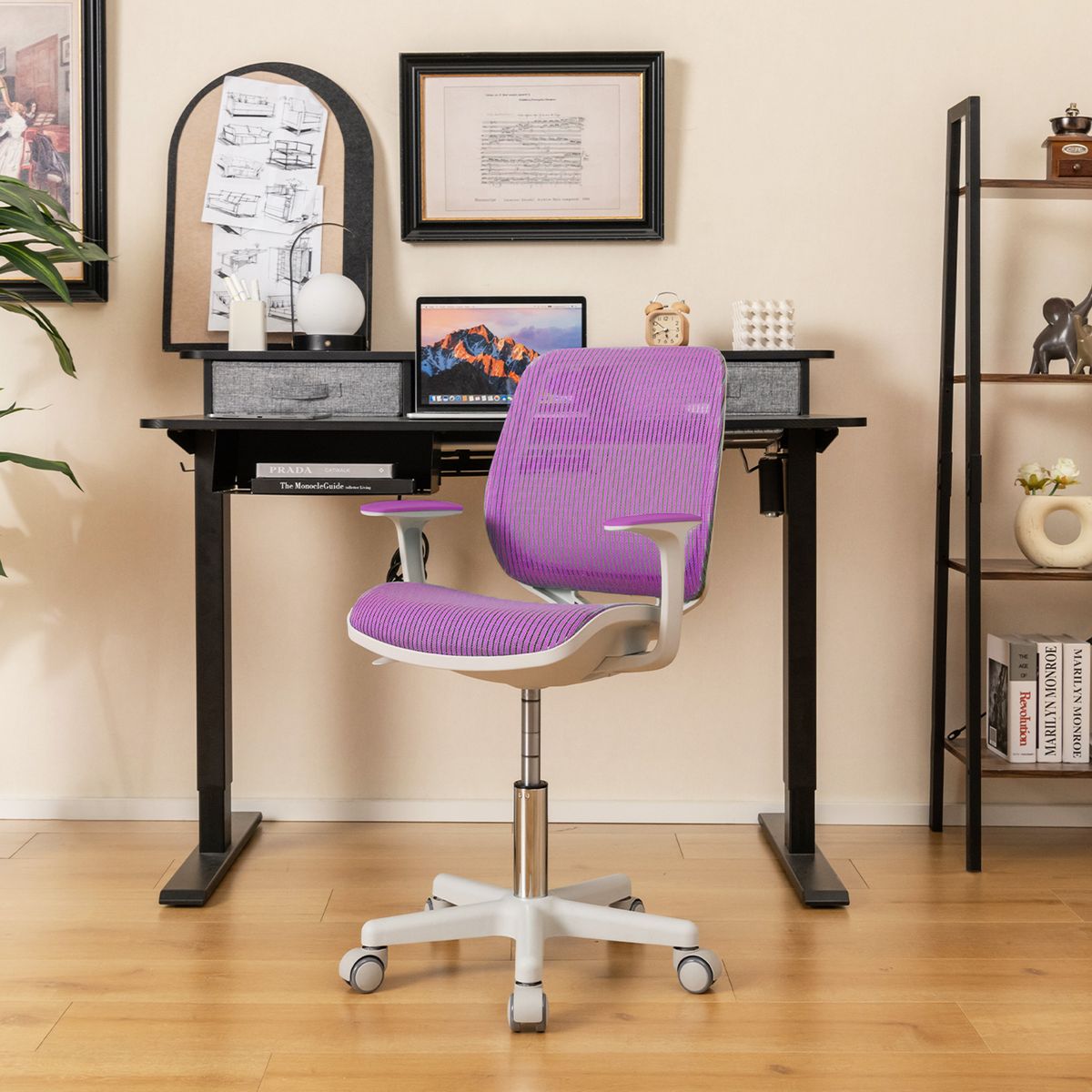 Chaise de bureau pour enfant Coast - pivotante - réglable en hauteur - violette