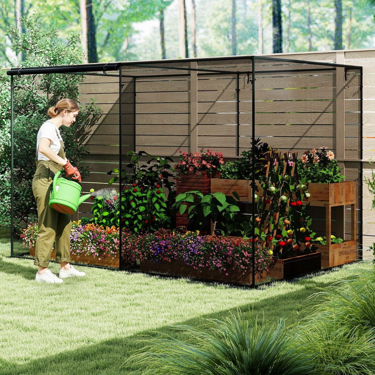 Tente pour plantes Coast - Armature métallique - Filet anti-insectes - Avec sac de transport - 310 x 200 x 200 cm - Noir