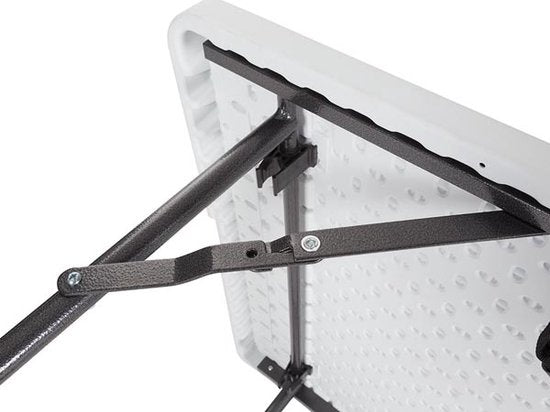 Perel Table pliante, pliable, résistante aux intempéries, poignée, maximum 100 kg, blanc