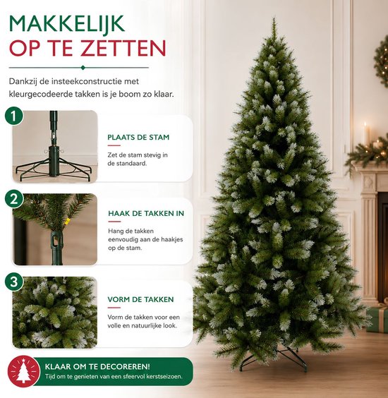 Sapin de Noël Triumph Tree Pittsburgh - Branches recouvertes de givre blanc et au volume généreux - Décoration de Noël d'intérieur - Sapin artificiel avec 940 branches et une structure robuste - 230 x 122 cm - Vert