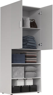 Armoire - meuble de rangement - étagères - 80 cm de large - blanc