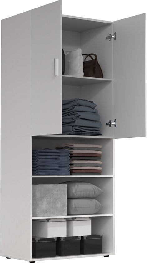 Armoire - meuble de rangement - étagères - 80 cm de large - blanc