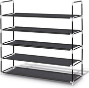 LifeGoods Shoe Rack - 5 couches - Système de rangement pour 30 paires de chaussures - Plastique - Noir