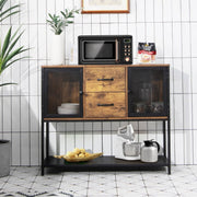 Coast Buffet industriel multifonctionnel avec 2 armoires grillagées et 2 tiroirs 100 x 35 x 85 cm