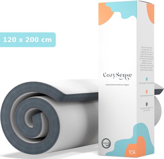CozySense® Topper 120x200 - Surmatelas - Matelas de pont - Mousse à mémoire de forme avec gel réfrigérant - CertiPUR® - Fermeté - 8 CM - Housse lavable