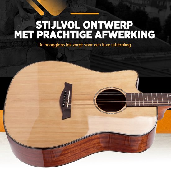 Guitare électro-acoustique Finesse avec amplificateur - avec cours vidéo - 4/4 41 pouces - Accessoires - Adultes - Enfants