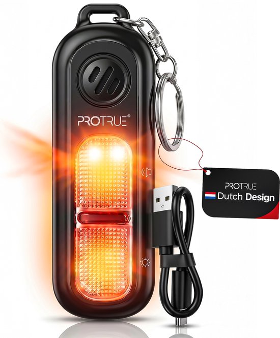 Porte-clés d'alarme personnelle 130 dB - Autodéfense pour femmes - Spray au poivre - Alarme de poche rechargeable avec lampe de poche