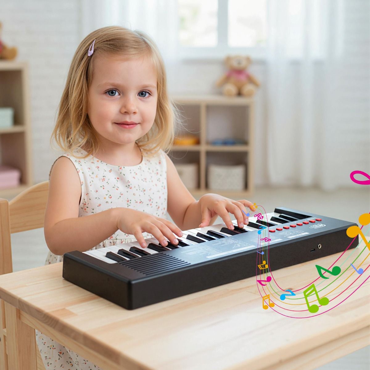 Clavier pour enfants Coast - 37 touches - 8 rythmes - avec microphone - noir