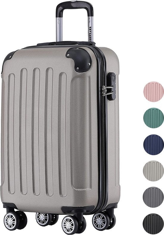 TRVLMORE Bagage à main Valise à roulettes - Serrure à chiffres - 54x36x20cm - 38L - Champagne