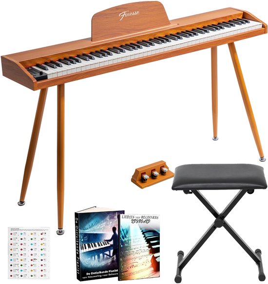 Finesse Digital Piano - 88 touches lestées - avec pédales et tabouret - Piano à clavier - Piano électrique - adulte et enfant