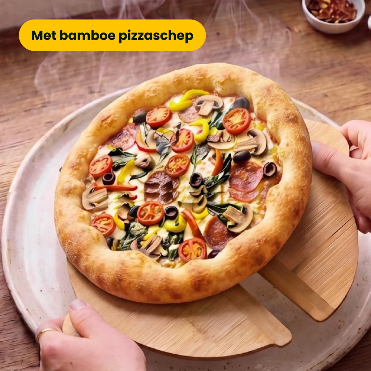 Four à pizza électrique MOA - Jusqu'à 400 °C - Pierre à pizza de 30,5 cm - Chaleur supérieure et inférieure réglable - 2 pelles en bambou incluses - Noir