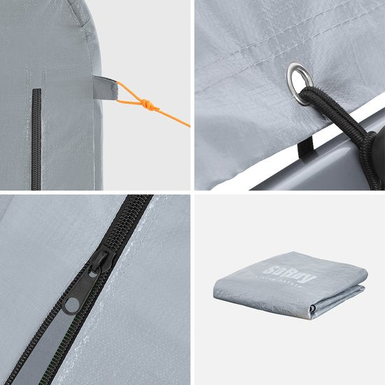 SoBuy Bâche résistante aux intempéries pour garage à vélo/remise à outils, protection contre les UV, protection contre la pluie, bâche extérieure pour jardin, patio, argent, 120 x 176 x 163 cm, SDA11-SIL
