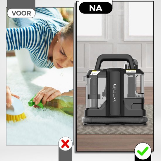 Vonia Nettoyeur de tapis - Nettoyeur de taches - Nettoyeur de canapé - Machine de nettoyage - Nettoyeur de meubles - 450W - Noir