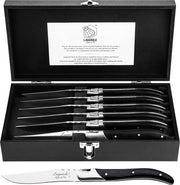 Laguiole Style de Vie Couteaux à steak Luxury Line - 6 pièces - Bois de pakah noir