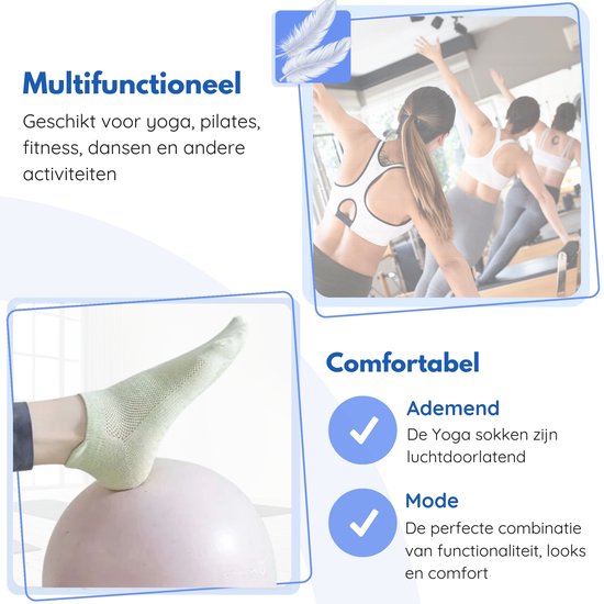Hilvard Chaussettes de Yoga - Chaussettes de Pilates - Chaussettes de cheville - 3 Paires - Lilas - Chaussettes antidérapantes - Taille unique