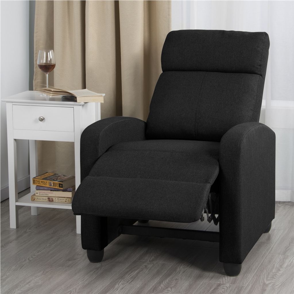 Fauteuil relax Yaheetech avec fonction allongée - Fauteuil TV - Aspect lin - Noir - 67 x 85 x 99,5 cm