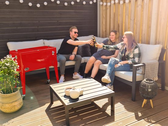 AXI Retro Cooler Rouge - Glacière à roulettes - Capacité de 76 L - Glacière avec robinet de vidange