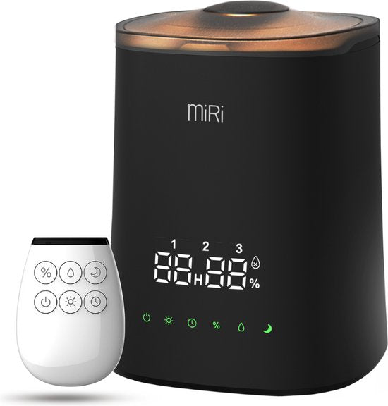 MiRi Nimbus - Humidificateur - Humidificateur - 4.5L - Humidimètre - Ioniseur - 50m² - Ultrason - Télécommande - Commandes tactiles - Aromathérapie