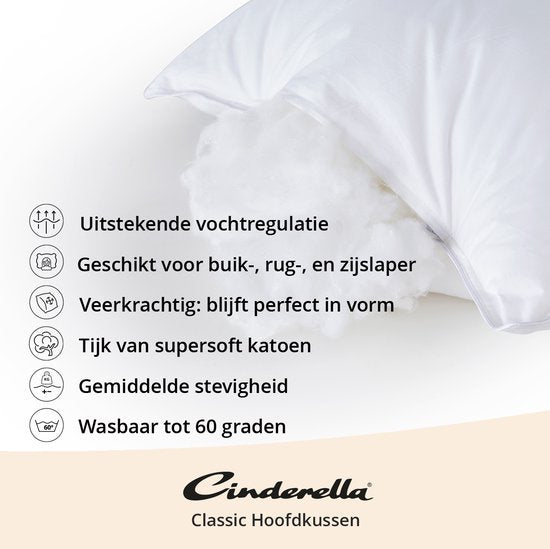 Oreiller Cinderella Classic - Oreiller de sommeil - Idéal pour les personnes dormant sur le côté - 60 x 70 - Doux
