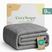 Couverture lestée CozySense® 9kg - 100% Tencel - Couverture lestée - Couverture lourde avec régulation de la température et confort respirant - GLASS-Flow® Distribution de la pression -1-personne - Gris