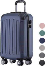 TRVLMORE Bagage à main Valise à roulettes - Serrure numérique - 54x36x20cm - 38L - Bleu foncé