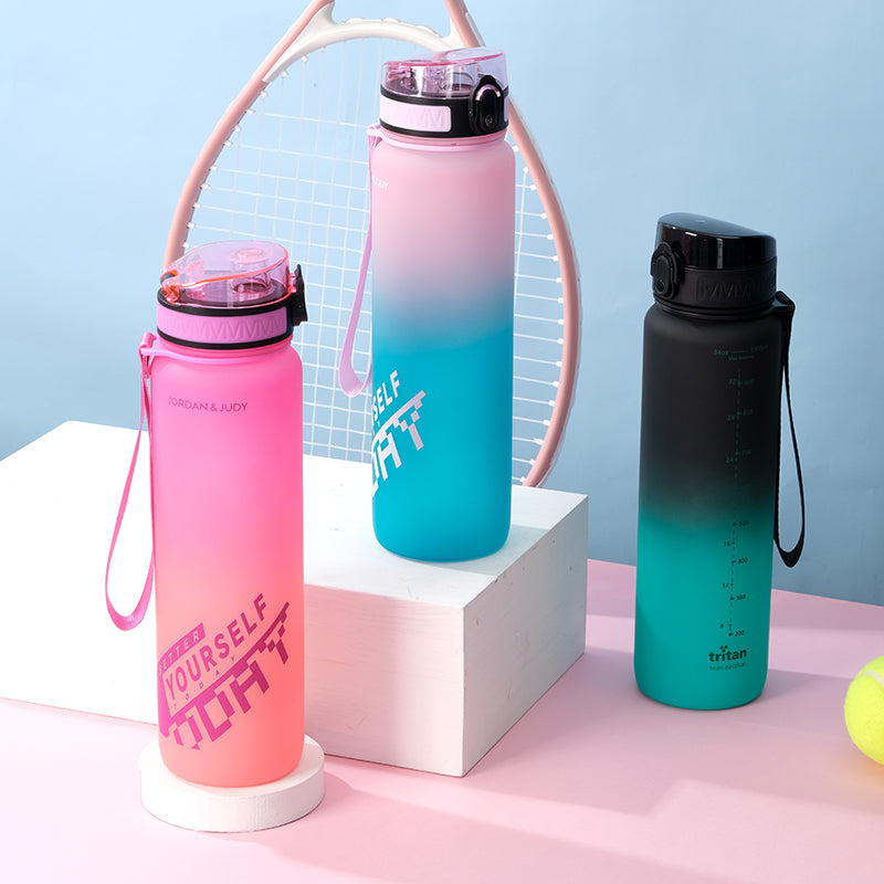 Gourde de sport Jordan & JUDY en Tritan - 1 000 ml - dégradé rose