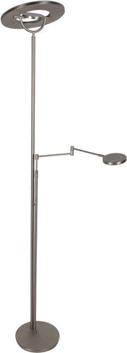 Lampadaire couleur acier 4386ST - Soleil 2 avec bras orientable et inclinable, hauteur 185 cm, acier moderne, 6 500 lumens, Steinhauer Exclusive
