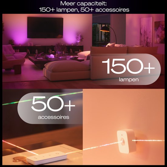 Kit de démarrage Philips Hue - culot GU10 - comprend 1 Hue Bridge Pro, 3 ampoules, 1 DimmerSwitch - lumière blanche et colorée réglable - - éclairage intelligent
