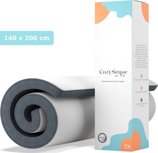 CozySense® - Surmatelas 140x200 - Surmatelas - Surmatelas - Surmatelas - Essai de 100 jours de sommeil - Mousse à mémoire de forme avec gel réfrigérant - Surmatelas - Certifié CertiPUR® - Fermeté moyenne - 8 CM d'épaisseur - Housse lavable incluse