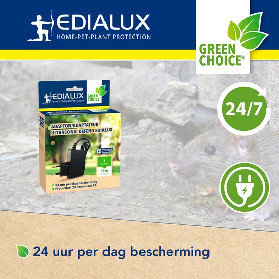 Adaptateur secteur Edialux 230 V, alimentation pour répulsifs à ultrasons pour animaux, câble de 1 m + rallonge de 10 m, compatible avec les répulsifs pour chats, chiens et oiseaux, « plug and play »