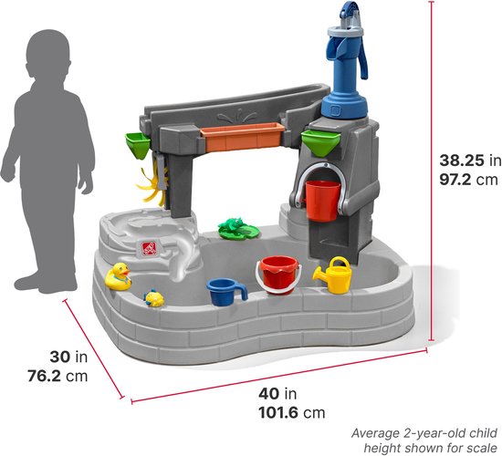 Table à eau « Discovery Stone Pond » de Step2 Pump & Splash – Avec pompe à eau, seau et 10 accessoires – Table de jeux aquatiques pour tout-petits – Jouets d'extérieur à partir de 2 ans – Table d'activités aquatiques pour le jardin / l'extérieur