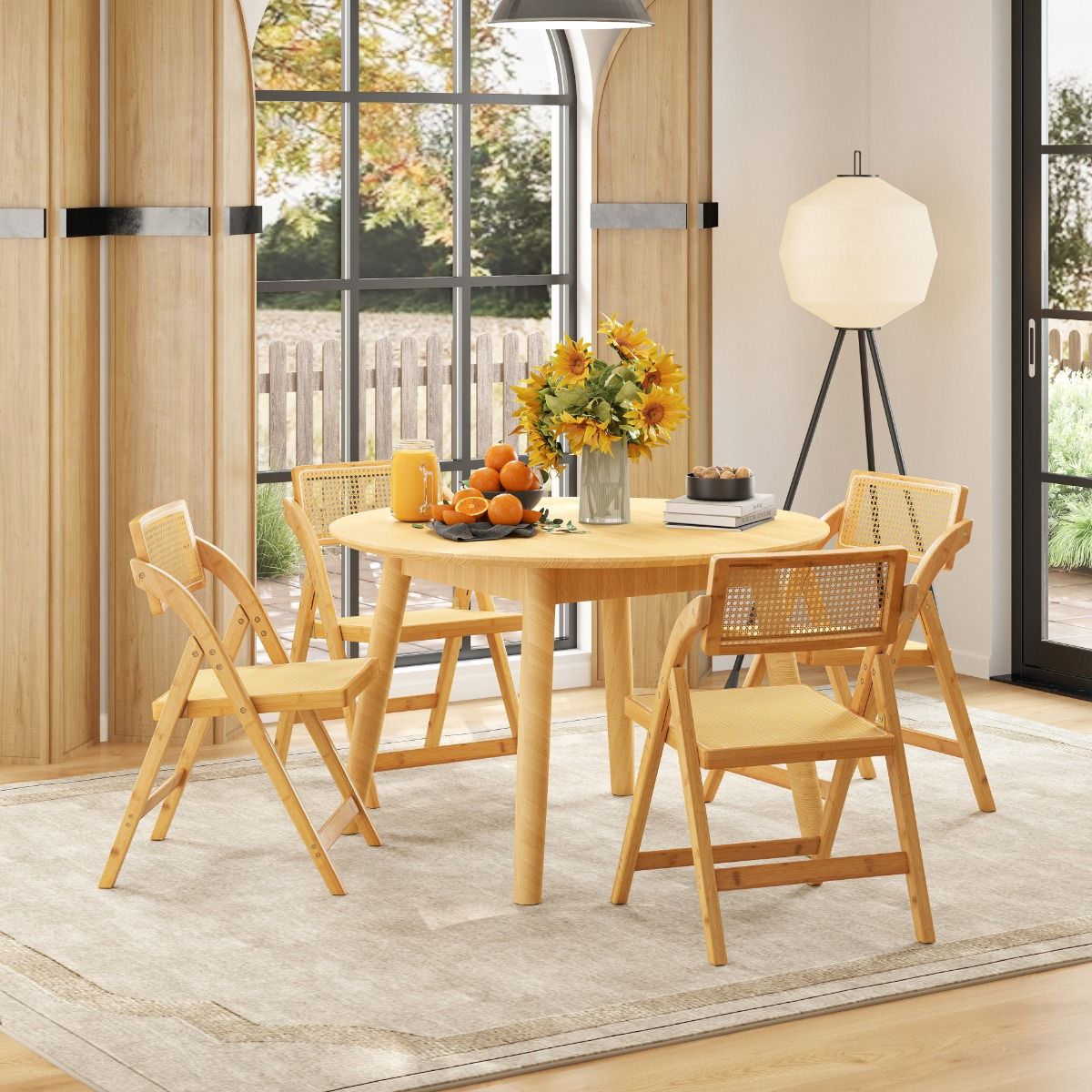 Lot de 2 chaises pliantes en rotin « Coast » - Dossier pivotant à 360° - Pliables - Couleur naturelle