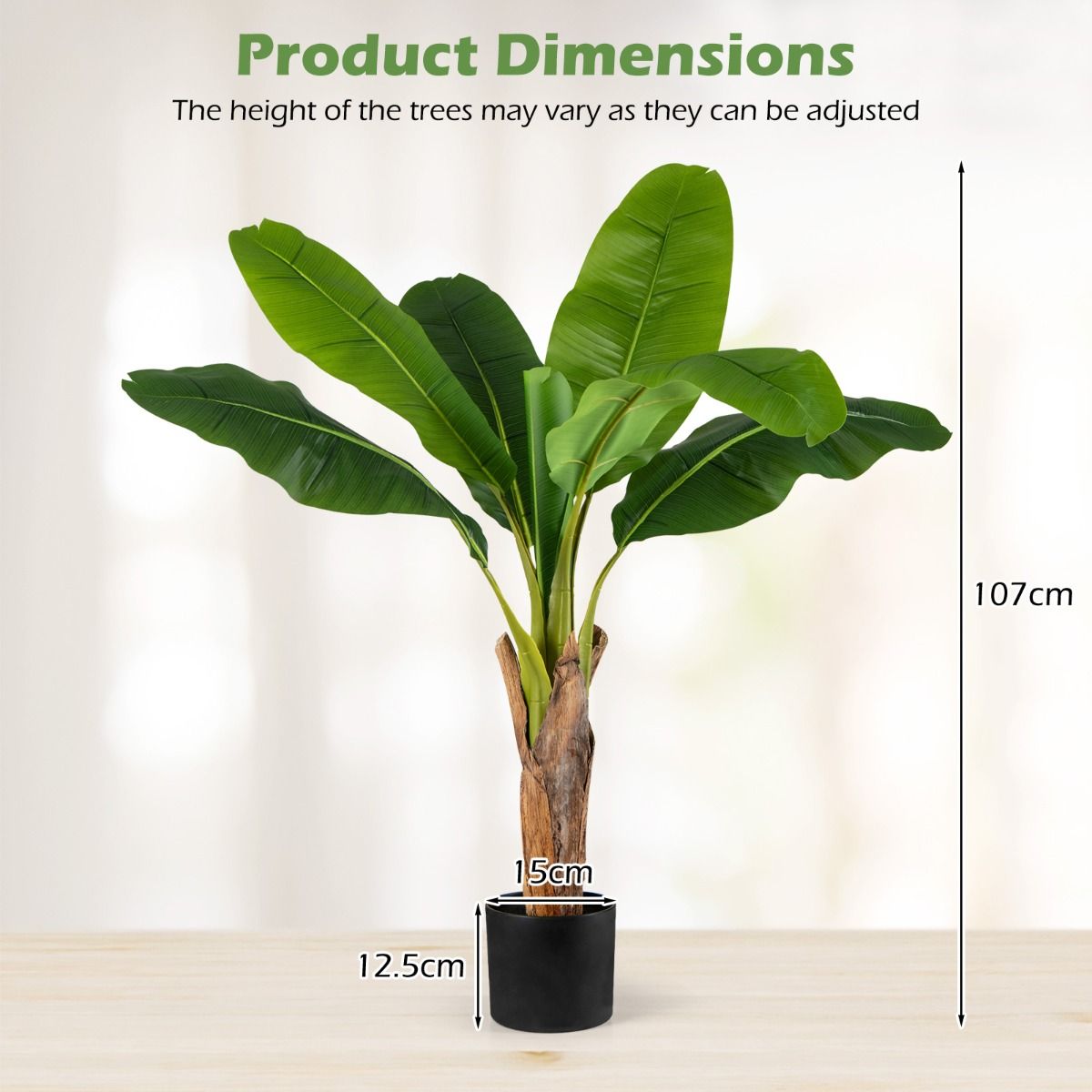 Lot de plantes artificielles Coast - Palmier tropical et anthurium - 2 pièces - 107 cm - Vert